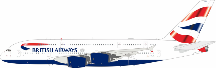 B-Models British Airways Airbus A380 Reg: G-XLEG with stand B-380-BA-XLEG 1:200 with stand