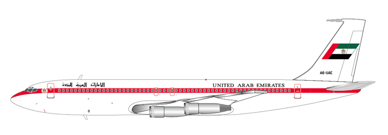 JC Wings United Arab Emirates Amiri Flight Boeing 707-300 A6-UAE XX40478 Scale 1:400