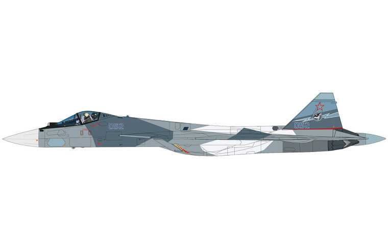 Hobby Master Su-57 Stealth Fighter (T-50-2) Bort 052, Russian Air Force, 2024 (w/flat 3D thrust-vectoring nozzles) HA6809 Scale 1:72