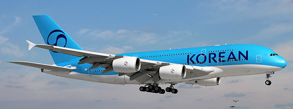 JC Wings Korean Air Airbus A380 "New Livery" Reg: HL7621 SA2134 1:200 With Stand