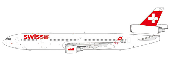 JC Wings SWISS McDonnell Douglas MD-11 Reg: HB-IWI XX20880 1:200 With Stand
