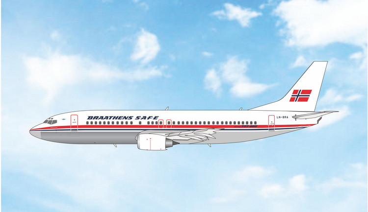 Phoenix Model Braathens SAFE Boeing 737-400 Reg: LN-BRA 12142 Scale 1:400