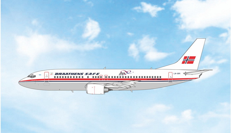 Phoenix Model Braathens SAFE Boeing 737-400 Reg: LN-BRI 12143 Scale 1:400
