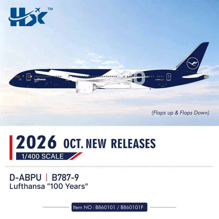 HX Models Lufthansa Boeing 787-9 "100th Anniversary" Reg: D-ABPU B860101 1:400