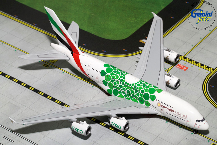 Gemini Jets EMIRATES A380-800 (EXPO 2020, Green) GJUAE1788 1:400