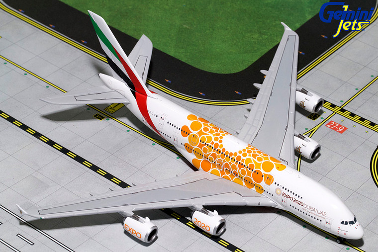 Gemini Jets EMIRATES A380-800 (Orange Expo Logo) A6-EOU GJUAE1815 1:400