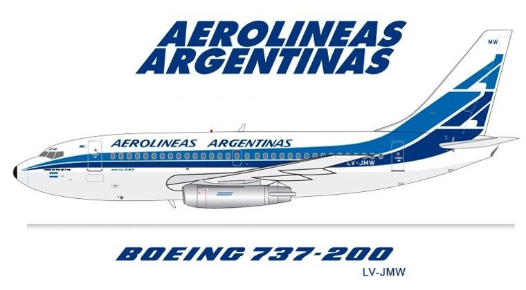 Inflight200 Aerolineas Argentinas Boeing 737-200 LV-JMW with stand EAVJMW scale 1:200