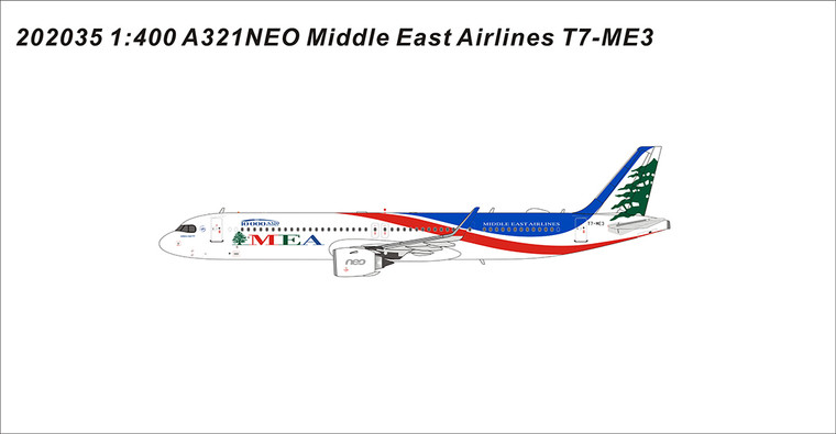 Panda Models MEA - Middle East Airlines A321Neo MSN 10000 A320 Family T7-ME3 202035 1:400