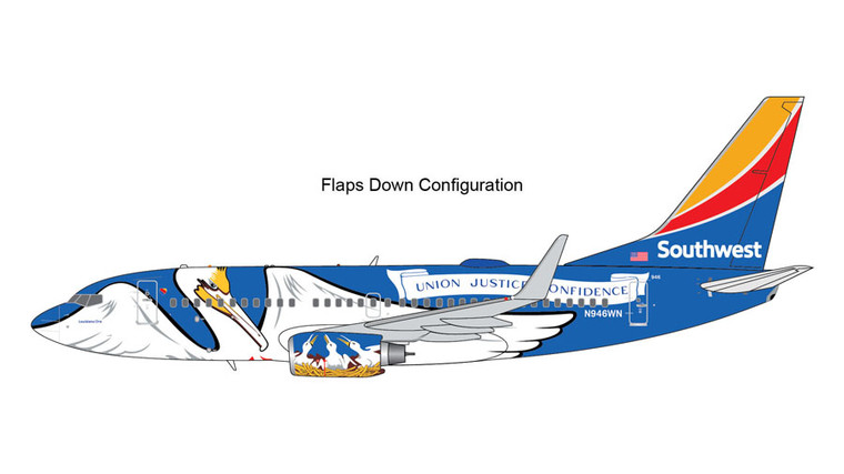 Gemini200 Southwest Airlines B737-700 Louisiana One w/ flaps down N946WN G2SWA926F 1:200