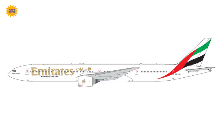 Gemini Jets Emirates B777-300ER no Expo marking; flaps down A6-END