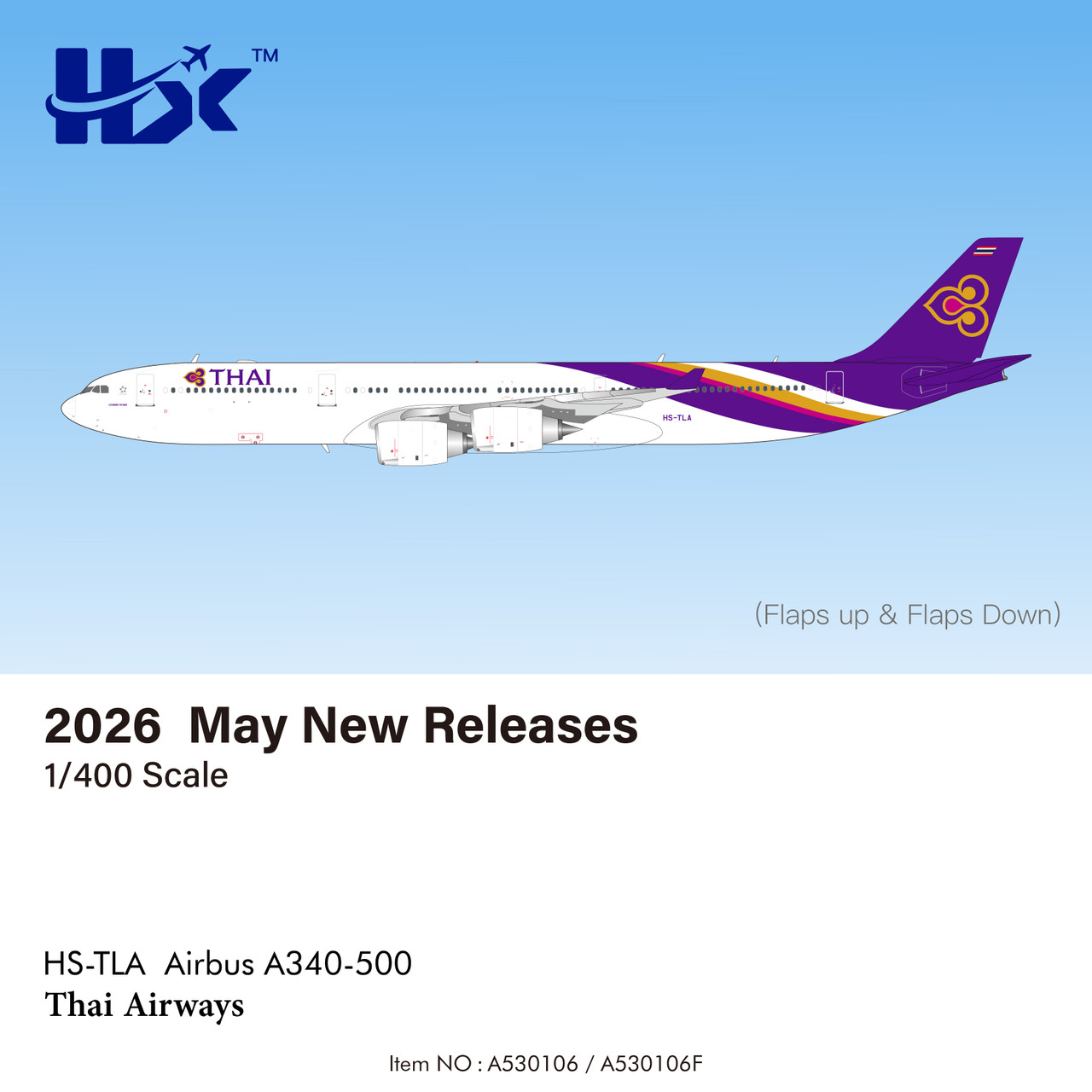Thai Airways Airbus A340-500, HS-TLA (HX Models 1:400)