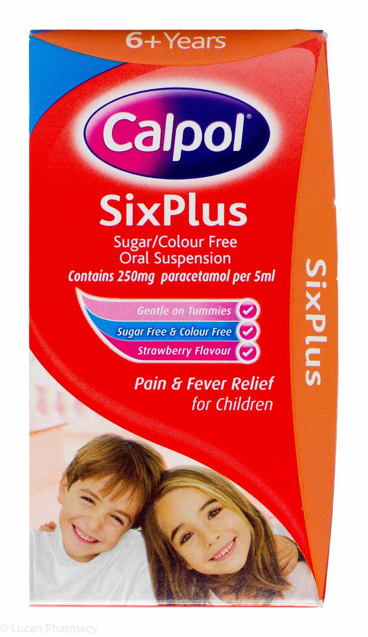 6 yrs girl oral Calpol® SixPlus Sugar/Colour Free Oral Suspension Strawberry Flavour - 60ml #P - Lucan Village Pharmacy