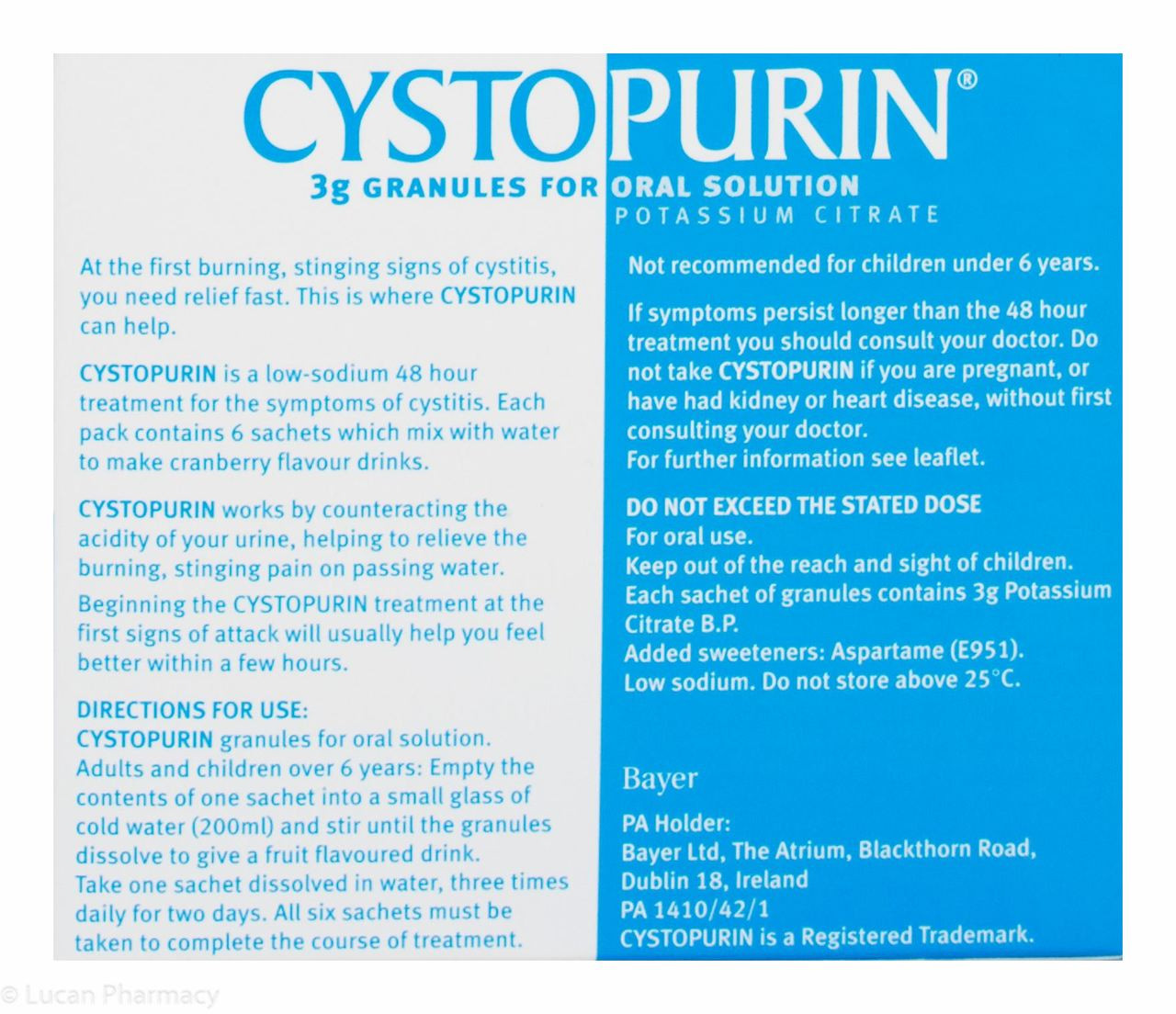 Cystopurin® 3g Granules for Oral Solution 6 Sachets P Lucan