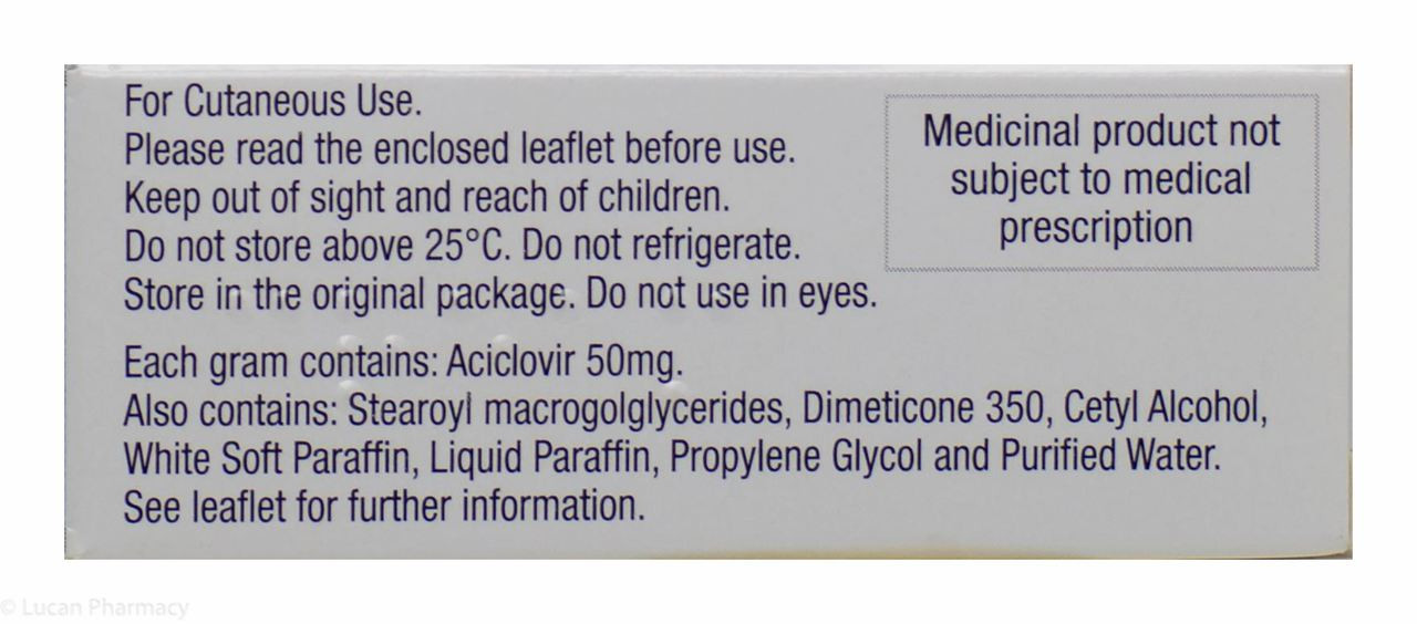 Acic Cold Sore 5% w/w Cream Aciclovir – 2g #P - Lucan Village Pharmacy
