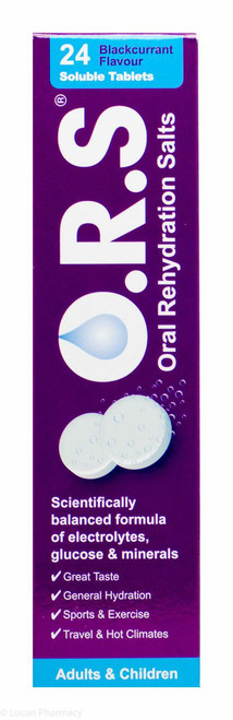 O.R.S® Oral Rehydration Salts Blackcurrant Flavour – 24 Soluble Tablets  #P