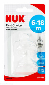 NUK® First Choice+ Wide Silicone Teat Size 2 6-18 Months Small Hole – 2 Teats #F001