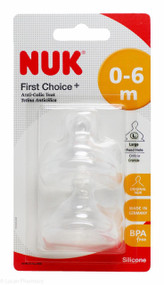 NUK® First Choice+ Wide Silicone Teat Size 1 0-6 Months Large Hole – 2 Teats #F001