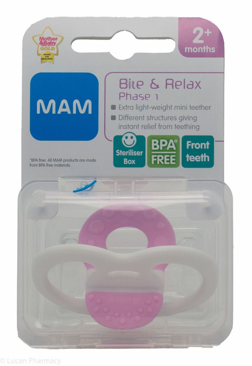 Anneau De Dentition MAM Bite&Relax Phase 1 – Vert/bleu/rose, Apaisant Pour Bébé