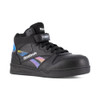 REEBOK BB4500 WORK WOMEN'S HIGH TOP SNEAKER BLACK/HOLOGRAPHIC BOOTS RB494 