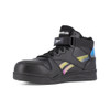 REEBOK BB4500 WORK WOMEN'S HIGH TOP SNEAKER BLACK/HOLOGRAPHIC BOOTS RB494 