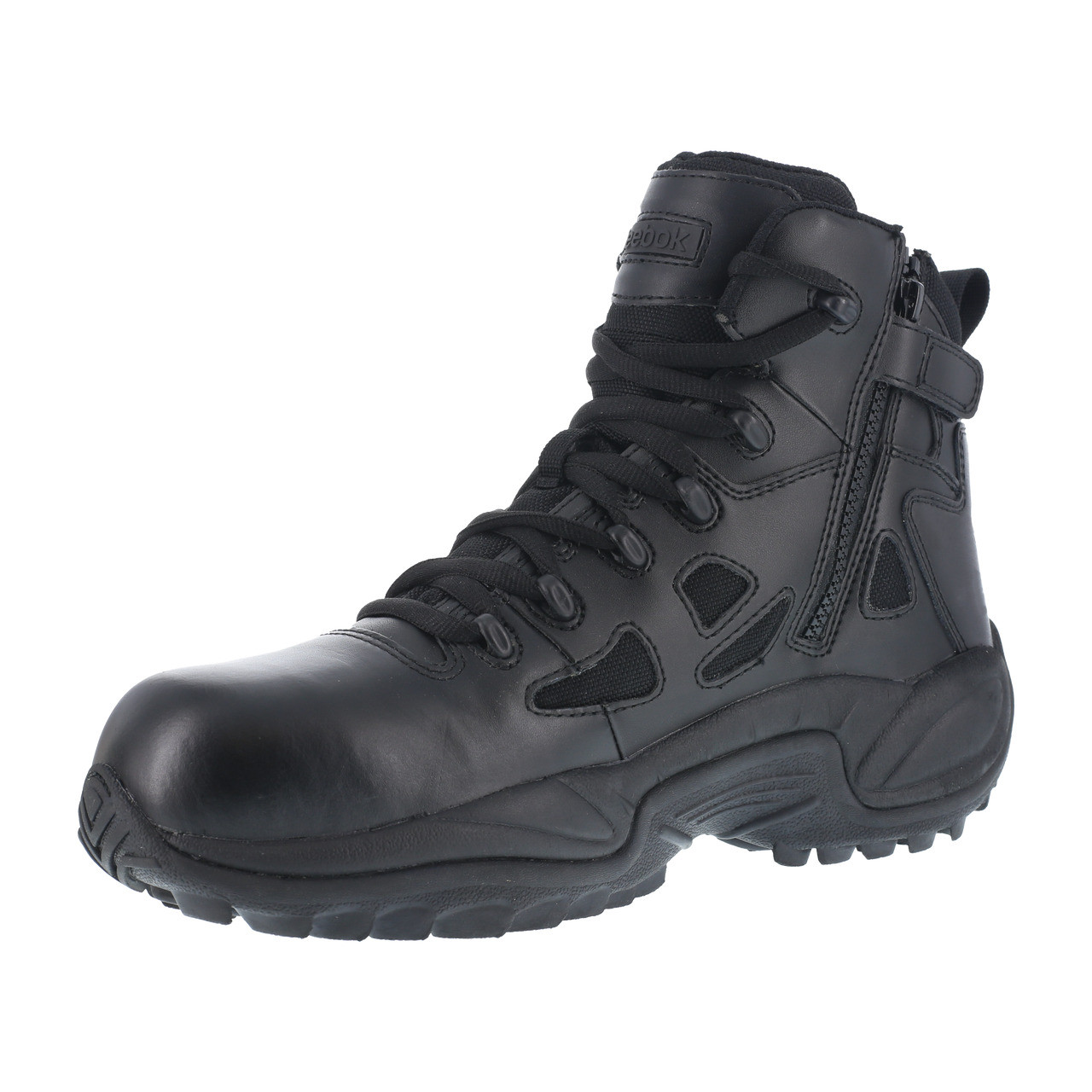 REEBOK BLACK 6" STEALTH BOOT SIDE ZIP COMP TOE BOOTS RB8674