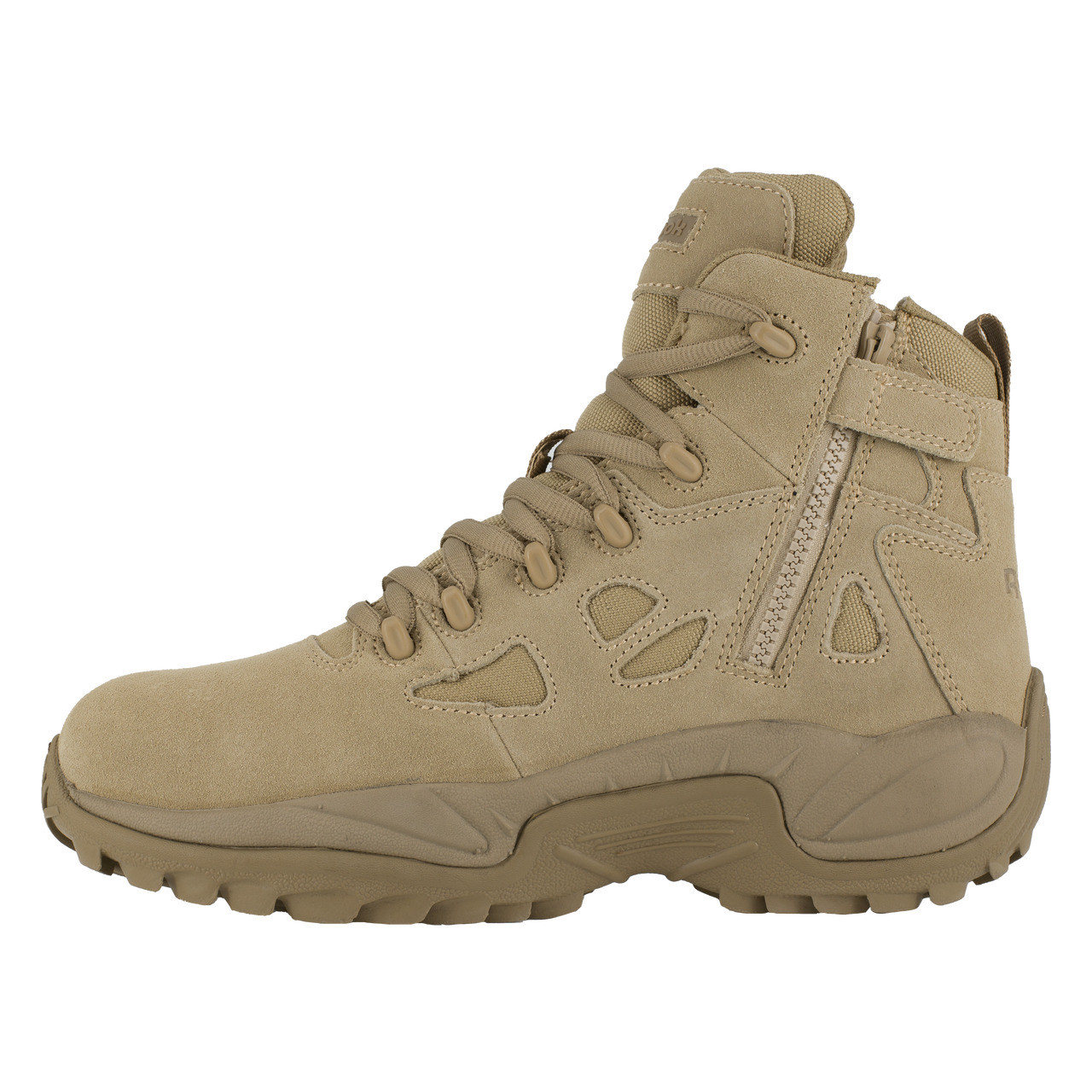 REEBOK DESERT TAN 6" STEALTH BOOT SIDE ZIP COMP TOE BOOTS RB8694