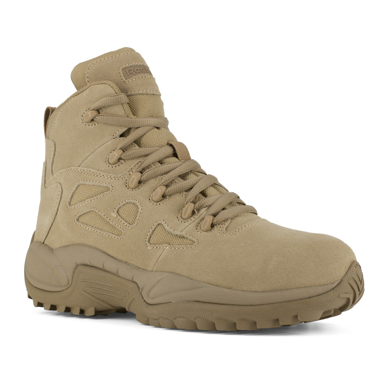 REEBOK DESERT TAN 6" STEALTH BOOT SIDE ZIP COMP TOE BOOTS RB8694