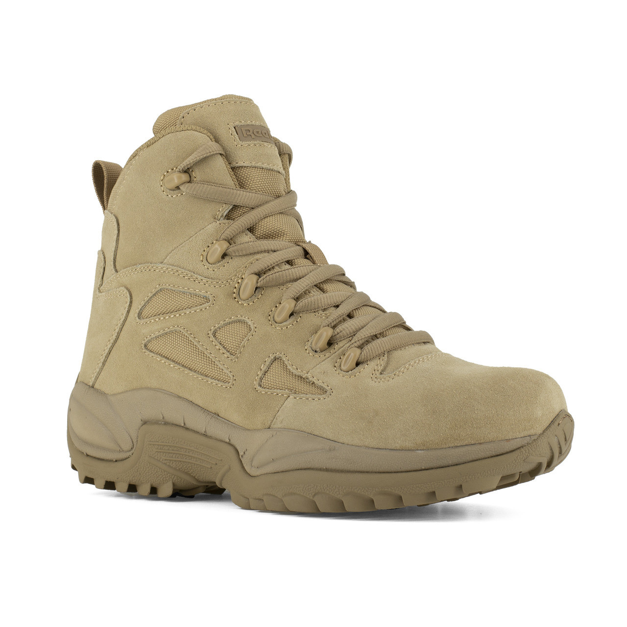 REEBOK DESERT TAN 6" STEALTH BOOT SIDE ZIP SOFT TOE BOOTS RB8695