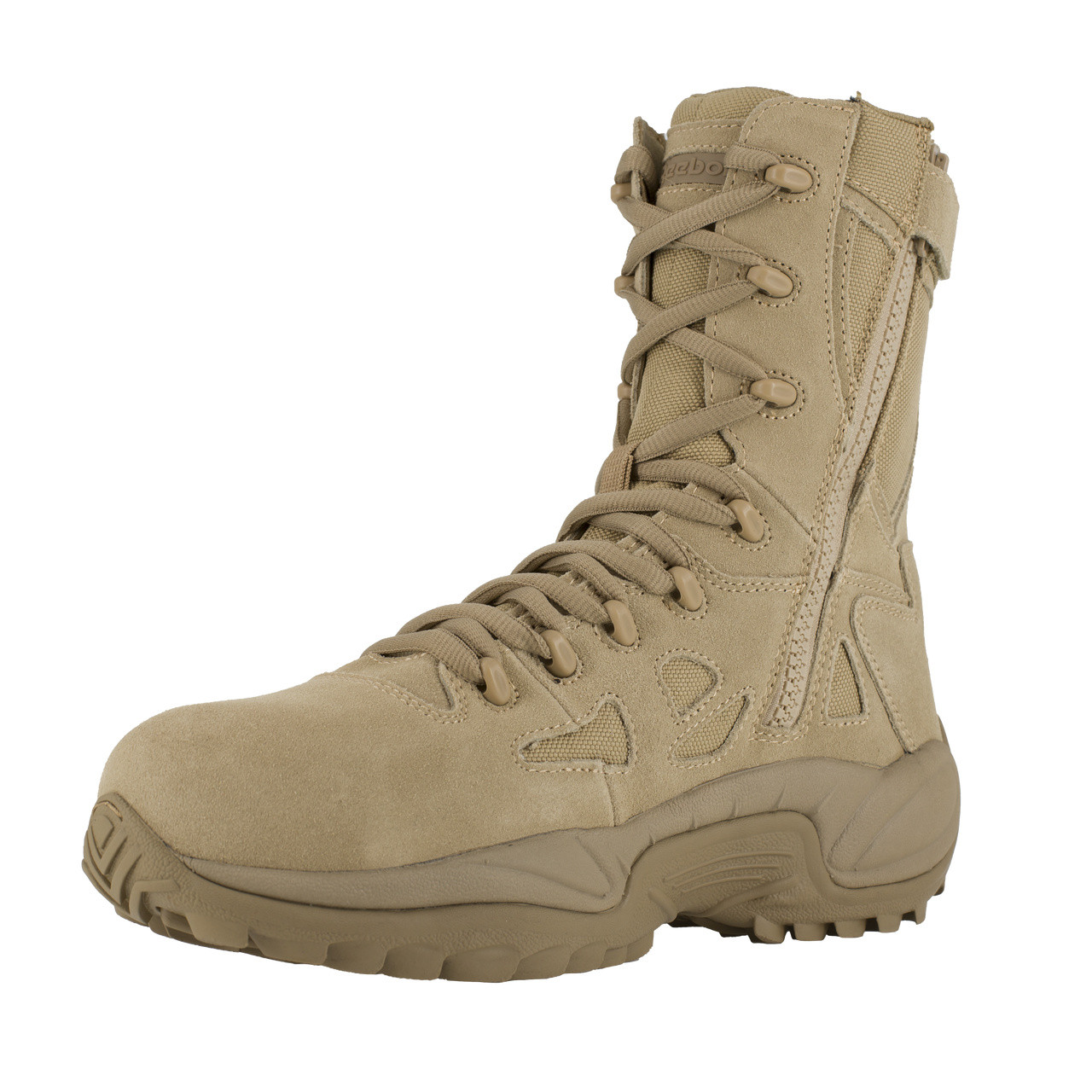 REEBOK DESERT TAN 8" STEALTH BOOT SIDE ZIP COMP TOE BOOTS RB8894