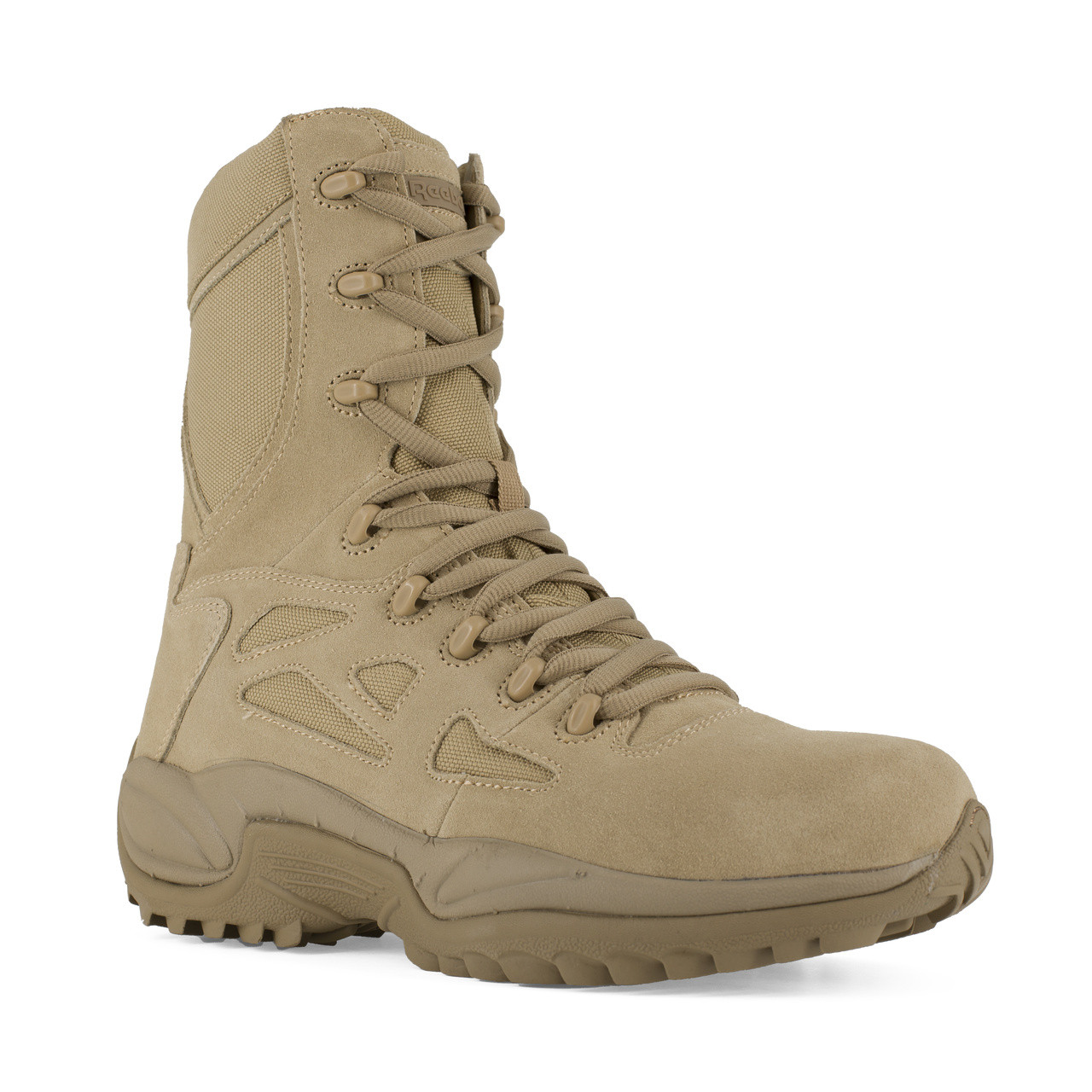 REEBOK DESERT TAN 8" STEALTH BOOT SIDE ZIP SOFT TOE BOOTS RB8895