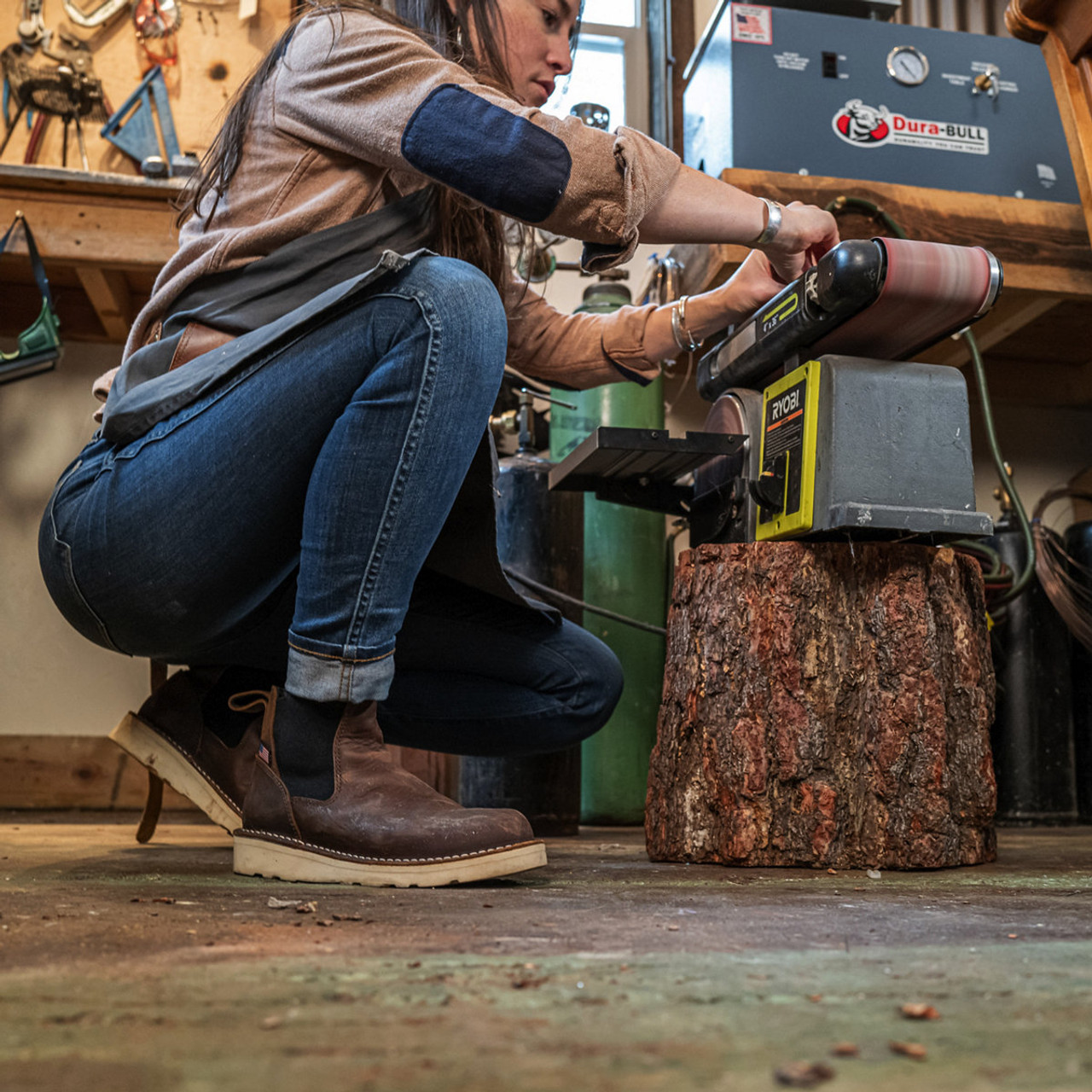 DANNER® WOMEN'S BULL RUN CHELSEA BROWN WORK BOOTS 15482