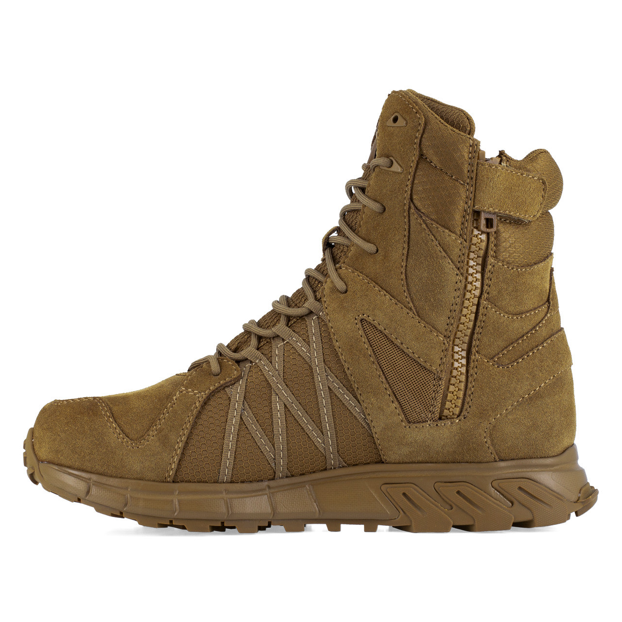 REEBOK TRAILGRIP TACTICAL MEN'S 8" SIDE ZIPPER COYOTE BOOTS RB3462 