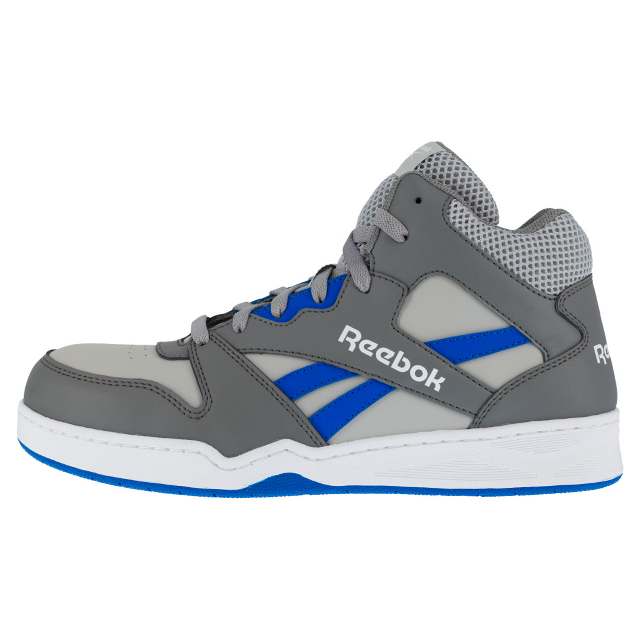 REEBOK BB4500 WORK MEN'S HIGH TOP SNEAKER GREY/COBALT BLUE BOOTS RB4135 