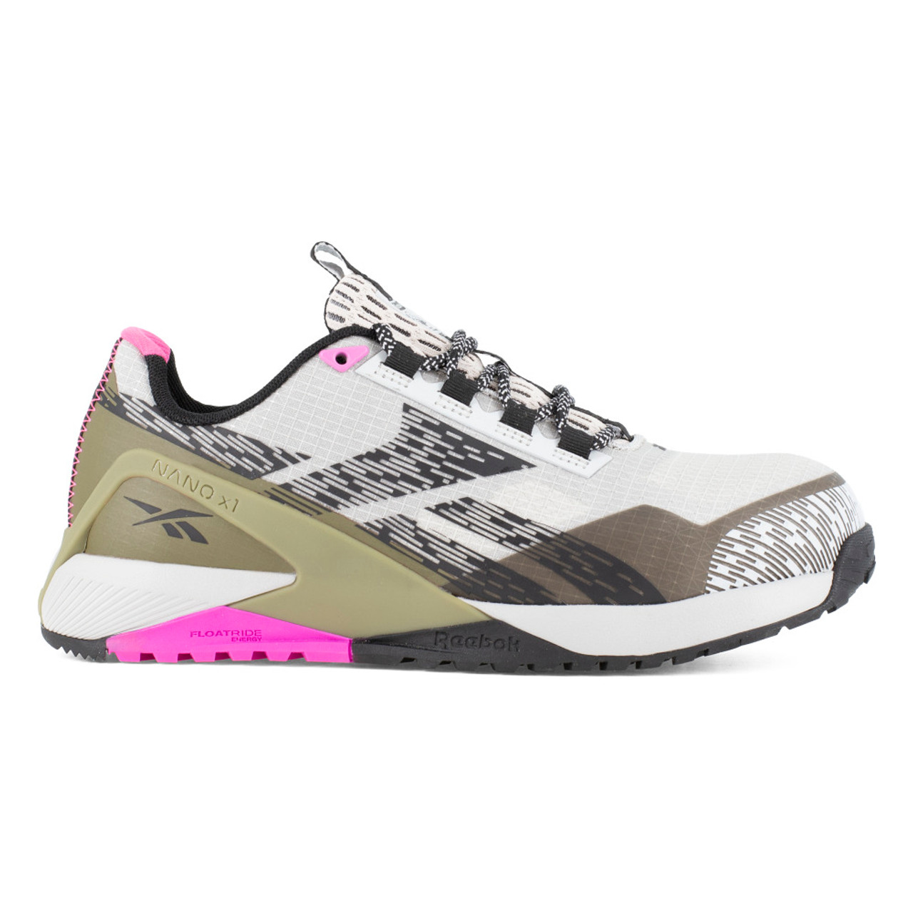 REEBOK NANO X1 ADVENTURE WORK WOMEN'S ATHLETIC SHOE SILVER/ARMY GREEN/PINK BOOTS RB383