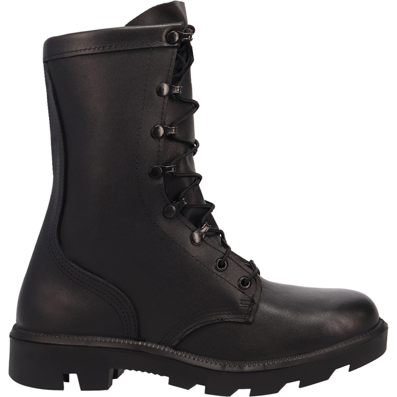 MCRAE BLACK LEATHER COMBAT VIBRAM® PANAMA OUTSOLE BOOTS 6289