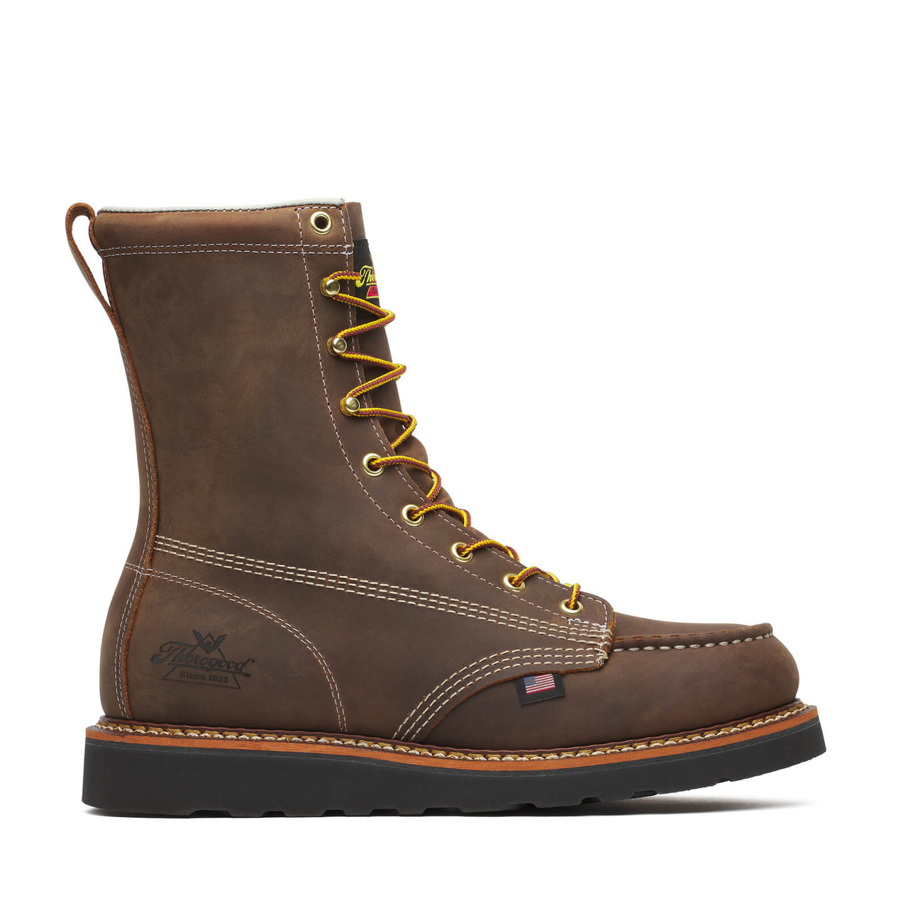 THOROGOOD AMERICAN HERITAGE 8″ CRAZY HORSE MOC TOE BLACK MAXWEAR BOOT 814-4235