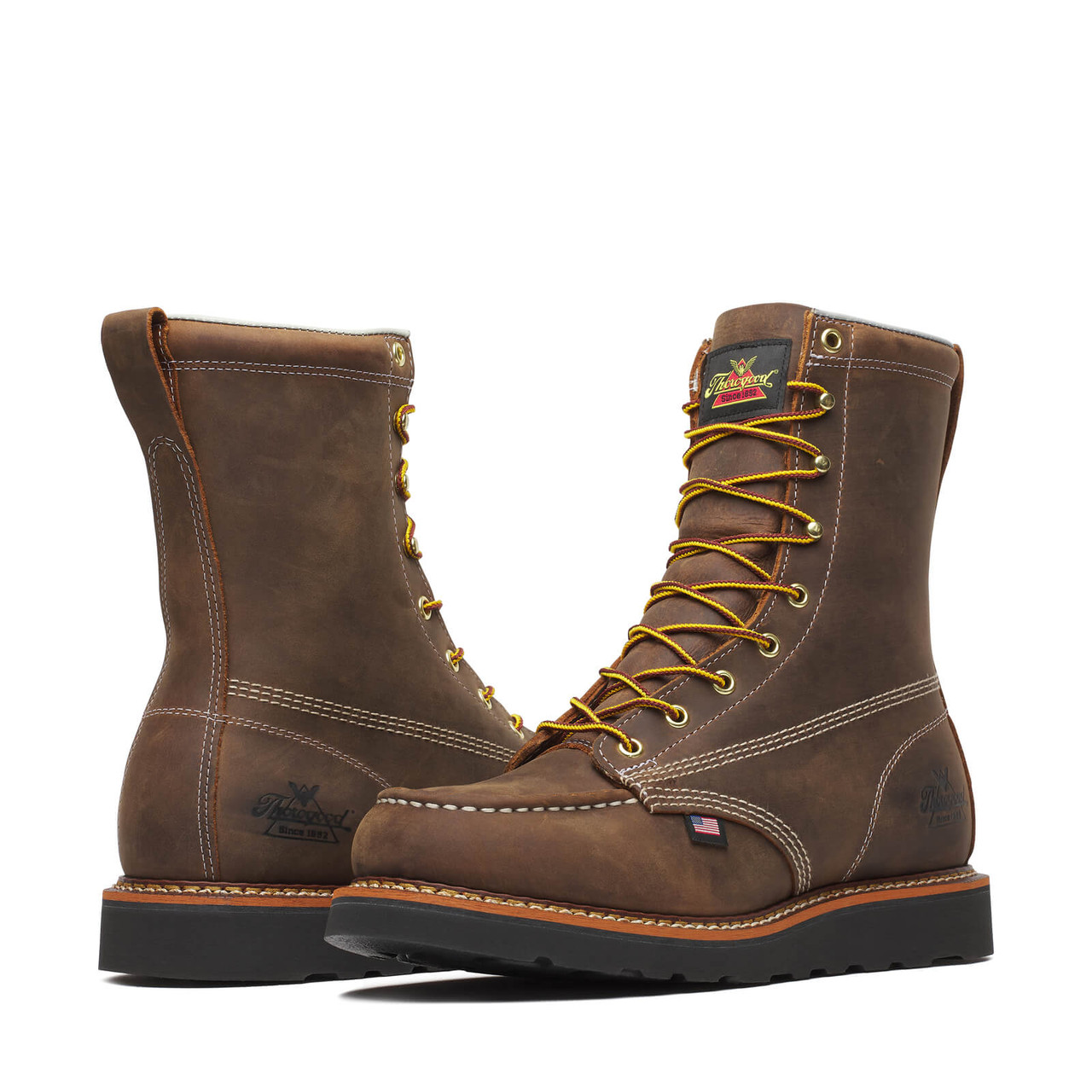 THOROGOOD AMERICAN HERITAGE 8″ CRAZY HORSE MOC TOE BLACK MAXWEAR BOOT 814-4235