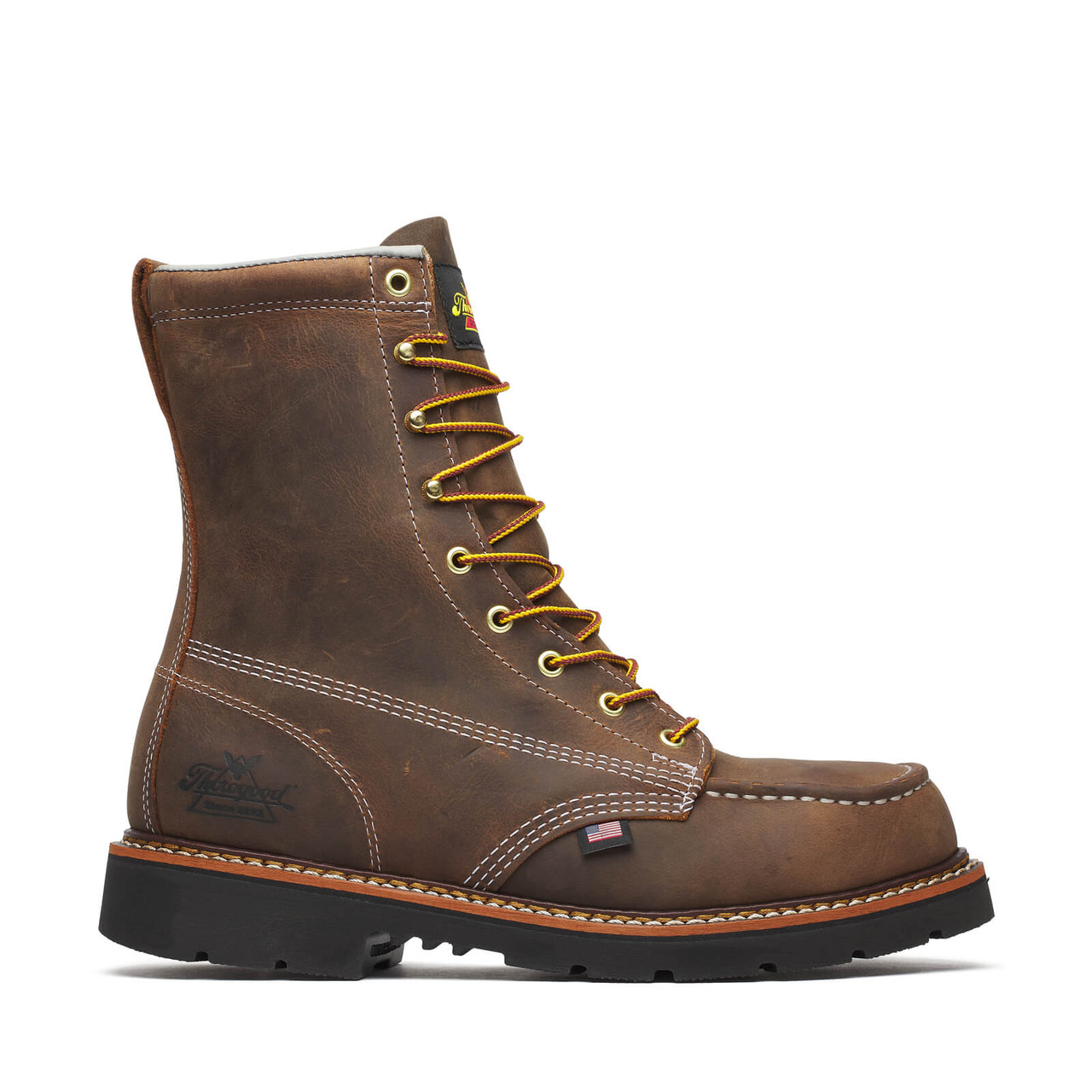 THOROGOOD AMERICAN HERITAGE 8″ CRAZY HORSE STEEL MOC TOE BLK WORK BOOTS 804-4398