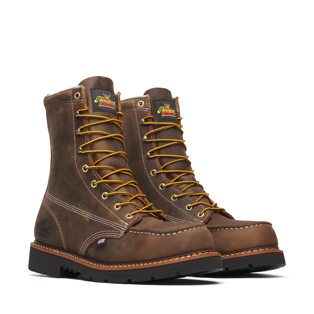 THOROGOOD AMERICAN HERITAGE 8″ CRAZY HORSE STEEL MOC TOE BLK WORK BOOTS 804-4398