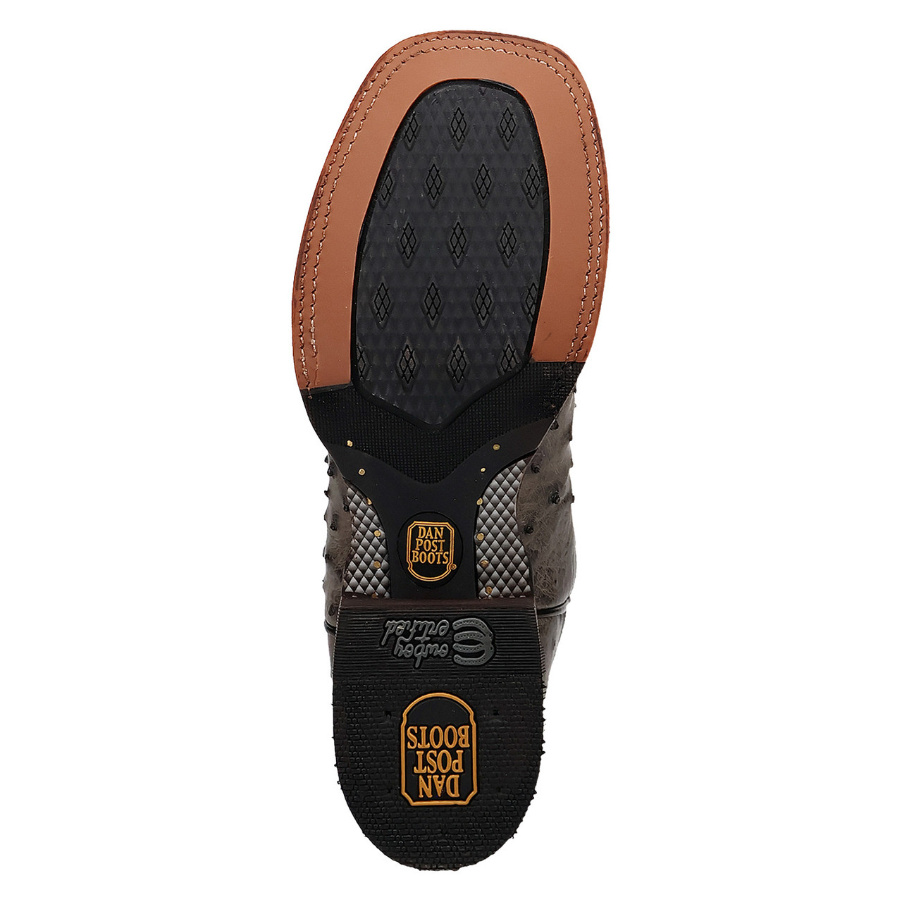 DAN POST ALAMOSA FULL QUILL OSTRICH GREY/BLACK MEN'S COWBOY BOOTS DP5013