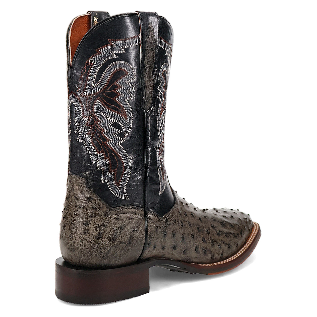 DAN POST ALAMOSA FULL QUILL OSTRICH GREY/BLACK MEN'S COWBOY BOOTS DP5013