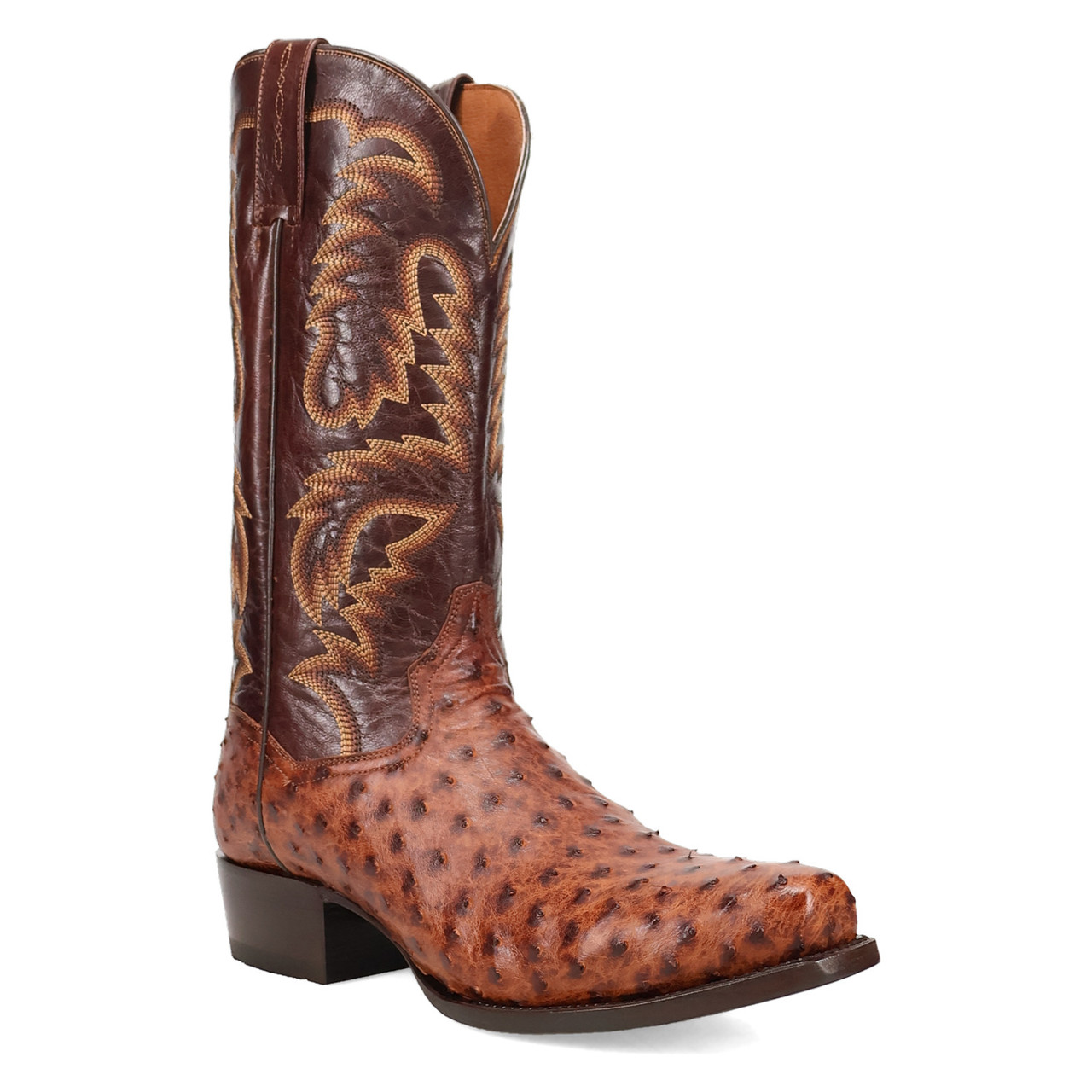 DAN POST MARCO FULL QUILL OSTRICH BRASS MEN'S COWBOY BOOTS DP7063