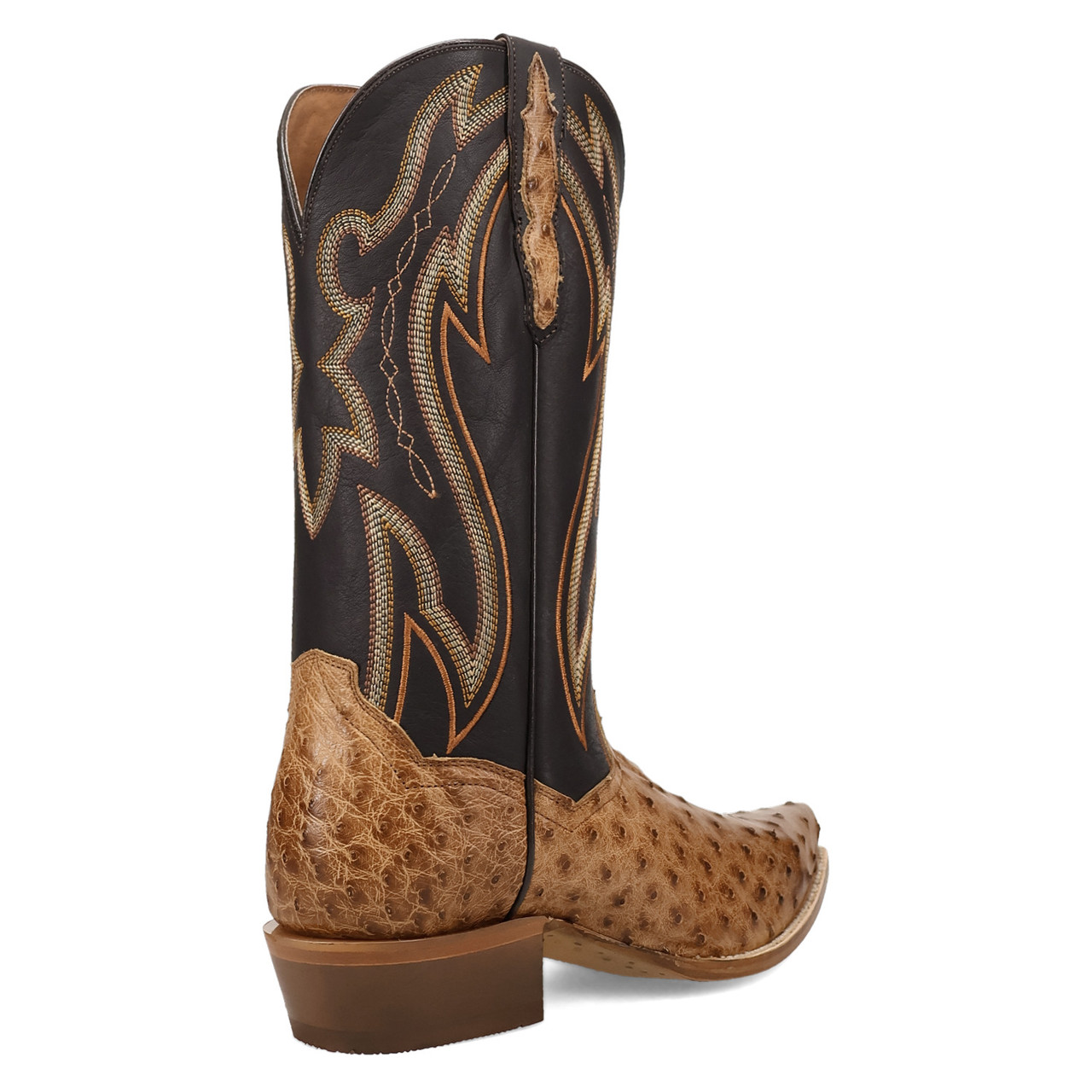 DAN POST GRIT FULL QUILL OSTRICH TAN/DARK BROWN MEN'S COWBOY BOOTS DP7121 
