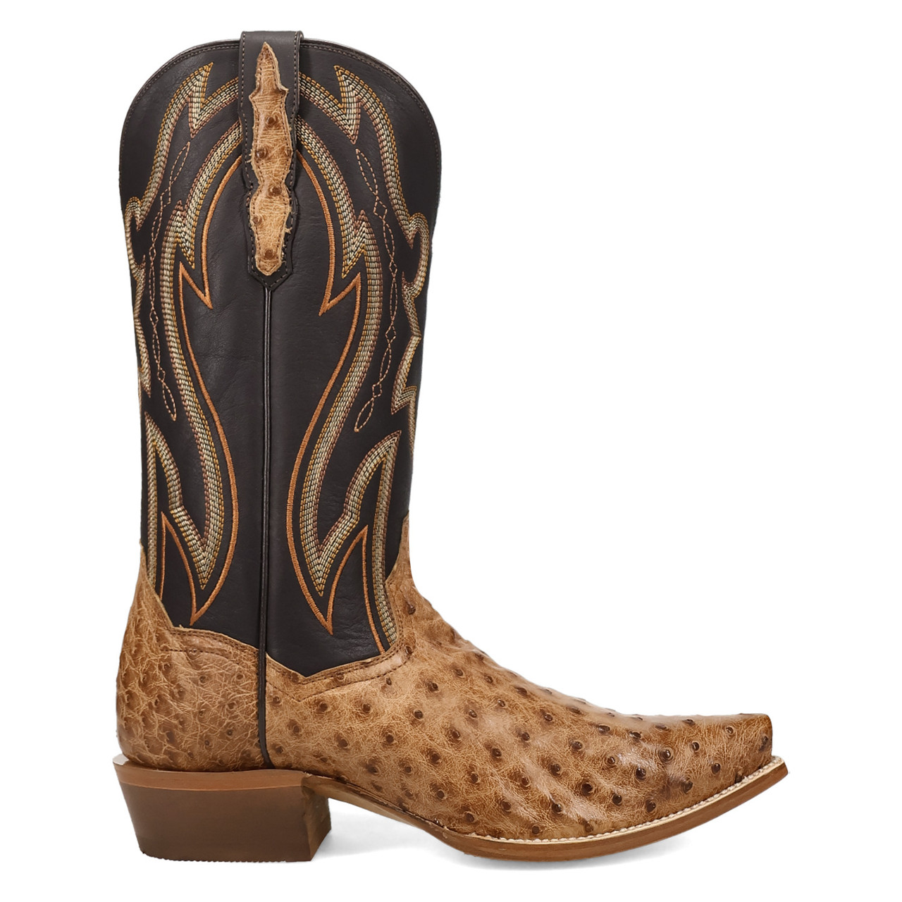 DAN POST GRIT FULL QUILL OSTRICH TAN/DARK BROWN MEN'S COWBOY BOOTS DP7121 