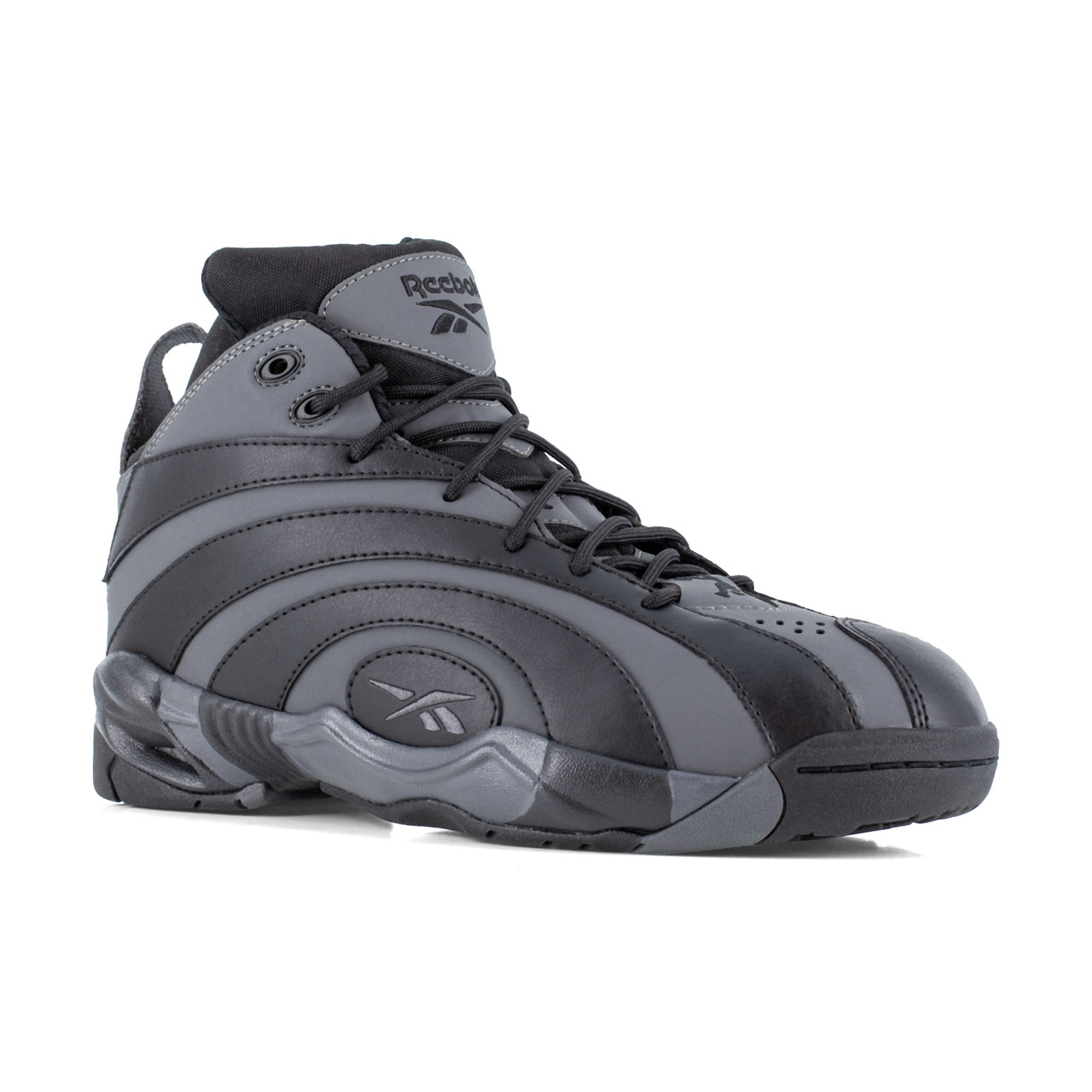 REEBOK SHAQNOSIS WORK MEN'S BLACK/GRAY HIGH TOP WORK SNEAK BOOTS RB9007