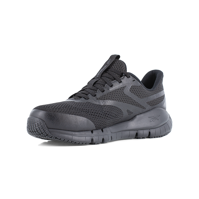 REEBOK FLEX TRAINER WORK ELEVATED EASE ON/OFF WOMEN'S ATHLETIC SHOE BLACK/GRAY BOOTS RB121