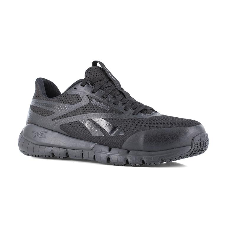 REEBOK FLEX TRAINER WORK ELEVATED EASE ON/OFF WOMEN'S ATHLETIC SHOE BLACK/GRAY BOOTS RB121