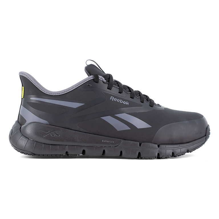 REEBOK FLEX TRAINER WORK ELEVATED EASE ON/OFF WOMEN'S ATHLETIC SHOE INTERNAL MET GUARD BLACK BOOTS RB524