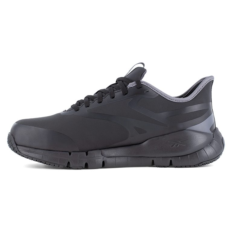 REEBOK FLEX TRAINER WORK ELEVATED EASE ON/OFF WOMEN'S ATHLETIC SHOE INTERNAL MET GUARD BLACK BOOTS RB524