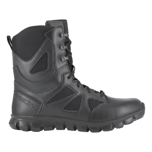 REEBOK SUBLITE CUSHION TACTICAL MEN'S 8" SIDE ZIPPER BLACK BOOTS RB8805 